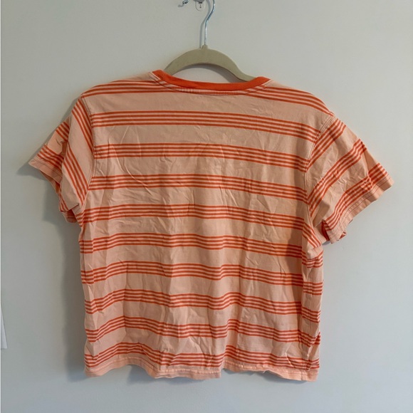 L.L. Bean Women's Peach & Orange Striped Tee - Picture 2 of 3